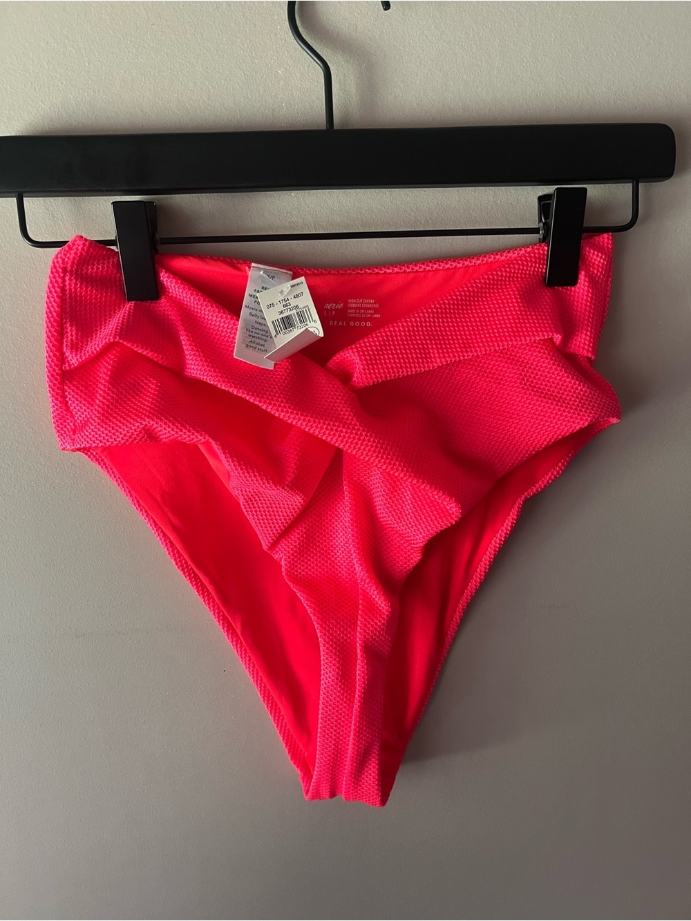 aerie Bright Coral High Cut Cheeky Bikini Bottoms